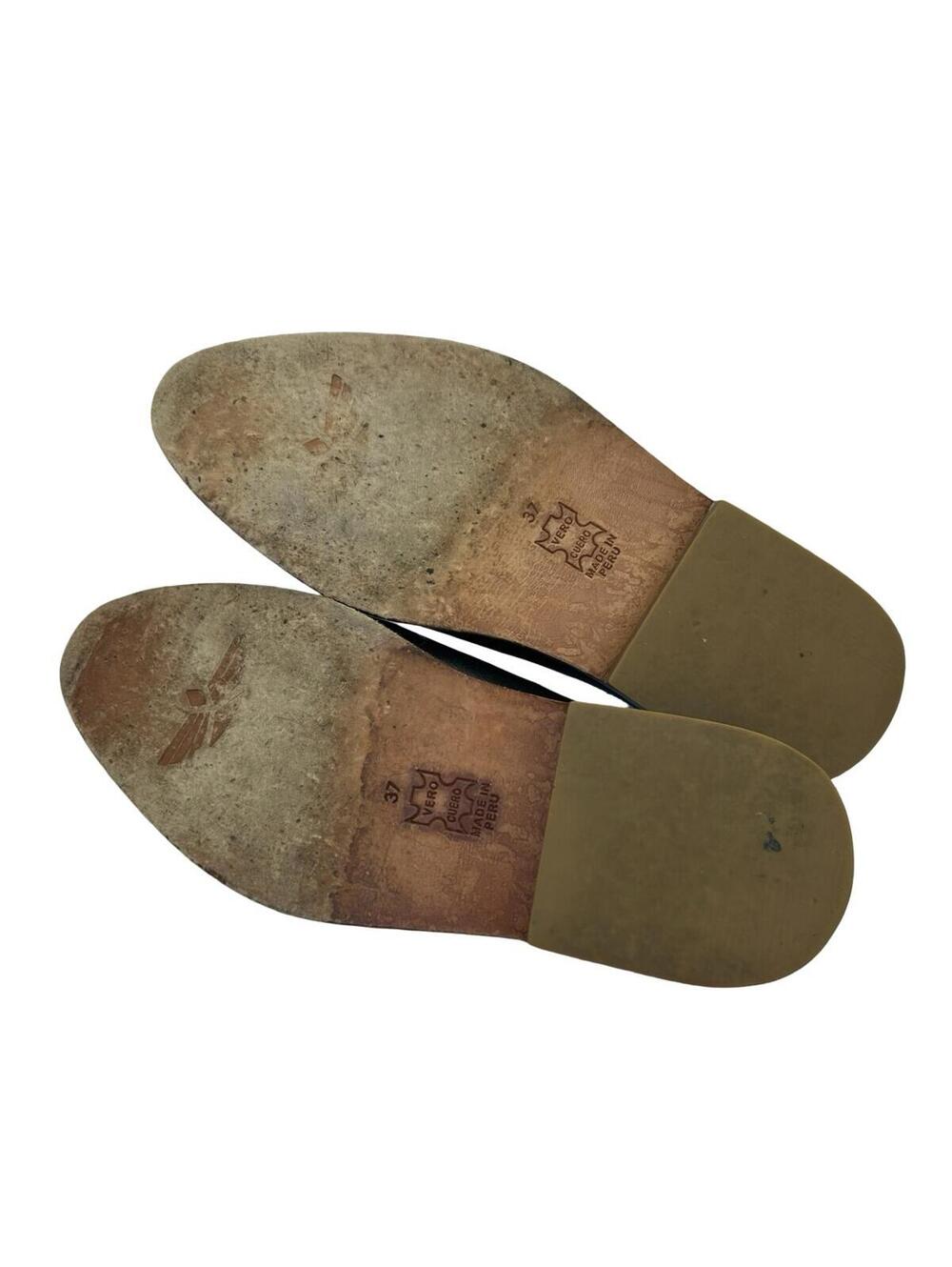 Black Leather Pointed Toe Mule Flats Made in Peru Vero Cuero Womens 37‎ - Picture 3 of 9